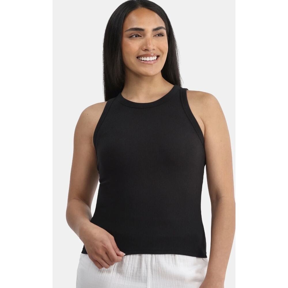 Time and Tru Women's High Neck Ribbed Tank Top fitted Large (12-14)